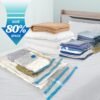 16 Pack Vacuum Storage Bags with Hand Pump, 4 Jumbo + 4 Large + 4 Medium + 4 Small 80% Space Saver Vacuum Seal Bags for Clothing, Vacuum Compression Bags Travel Lugggage, Blankets, Comforters - Image 2