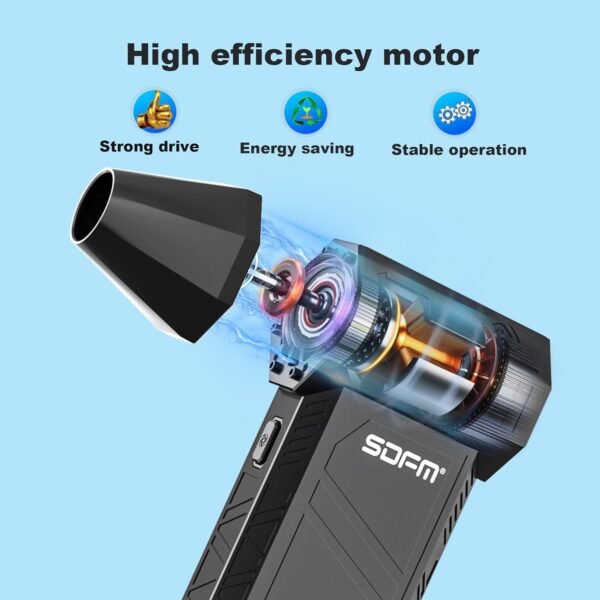 SDFM Electric Air Duster - 130000RPM Compressed Air Duster，3 Gear Adjustable Jet Dry Blower can Reusable Can for Computer Keyboard,Outdoors,Car,Home.… (Black) - Image 3