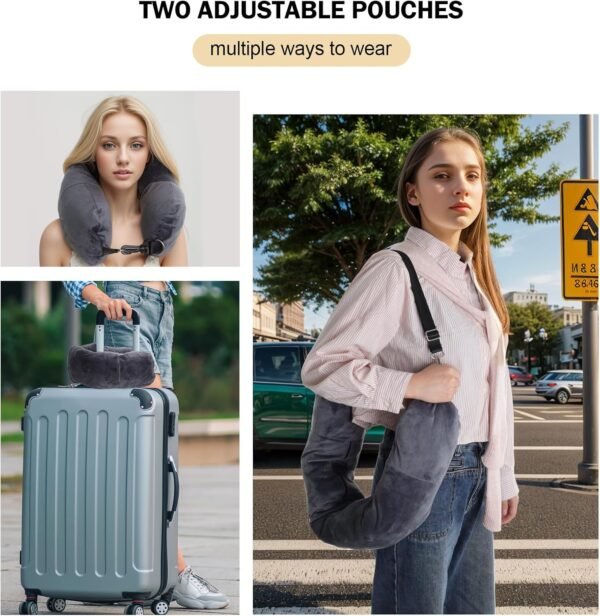 Stuffable Neck Pillow for Travel Stuffable Travel Pillow for Extra Luggage Travel Neck Pillow Stuffable with Clothes Soft Velvet Neck Pillow Cover with Eye Mask Earplugs Storage Bag - Image 4