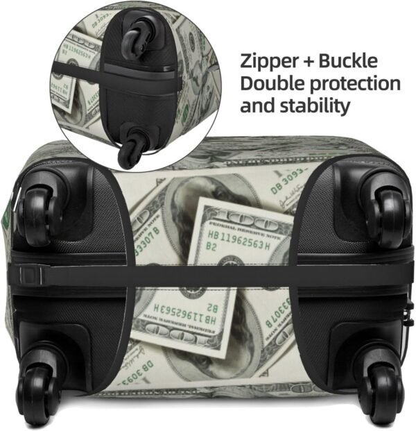 Money Luggage Suitcase Covers Elastic Washable 100 Dollar Bill Cash Present Luggage Protector Travel Suitcase Protective Cover For Kid And Adult, S (Fit 18-21 Inch Luggage) - Image 4