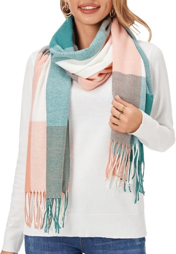 Fuinloth Women's Large Plaid Scarf Fashion Long Shawl Wrap for Winter Warm Lightweight