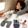 MABOZOO Inflatable Travel Neck Pillow, Portable Blow up Neck Pillow for Chin, Head Support Soft Velvet Airplane Pillow for Sleeping,Traveling,Train, Car, Office - Image 4