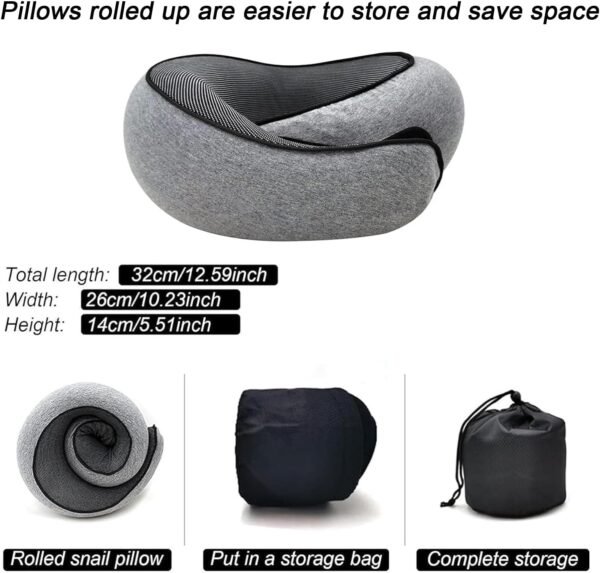 Travel Pillow, Travel Neck Pillow, 360 Degree Comfort and Breathability, Airplane Travel Neck Pillow, Stowable U-Shaped Pillow (Grey) - Image 4