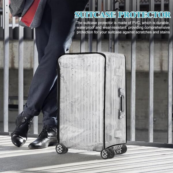 3Pcs 20 24 28 inch Suitcase Protectors Cover and 8Pcs Suitcases Wheel Covers, Clear PVC Waterproof Dustproof Anti-Scratch Luggage Cover Travel Suitcase Cover Protectors - Image 9