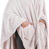 Berkshire Blanket Primalush™ Wearable Blanket, Cozy Loungewear Pocketed Plush Cape Wrap for Adults & Teens(Moonbeam, One Size 58"X64")