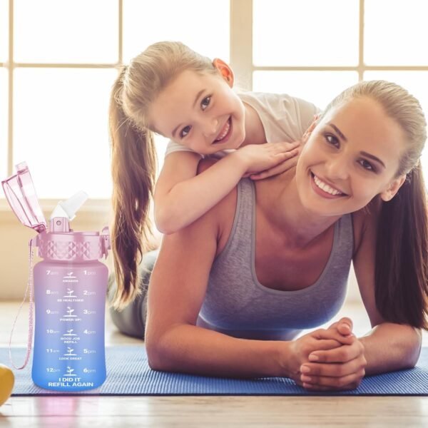 OLDLEY Kids Water Bottle for School, 12 oz (Straw Lid) BPA-Free Reusable Leak-proof Durable Tritan Plastic Water Bottles with One-handed Opening Straw Lids, Anti-dust Spout Cover (Pink-Blue) - Image 6