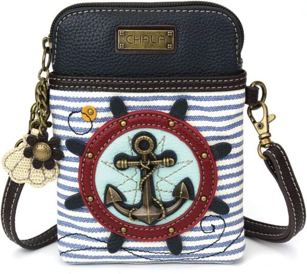 CHALA Cell Phone Crossbody Purse-Women PU Leather/Canvas Multicolor Handbag with Adjustable Strap
