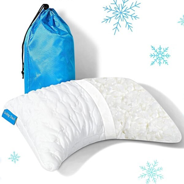 Firebrighting Cooling Shredded Memory Foam Pillow for Travel and Camping, Small Side Sleeper Pillow for Adults and Kids, Compressible Bed Pillow Backpacking Pillow, Easy to Carry