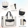 Missnine Tote Bag Canvas Laptop Bag for Women 15.6 inch Casual Work Bags with Clutch Purse Computer Shoulder Bag 2 PCS Set for Travel, Office, College - Image 5