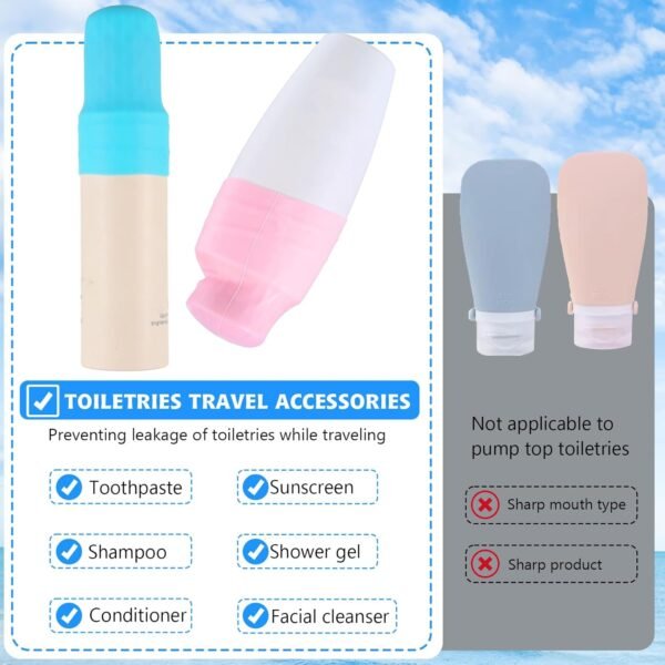 Lusofie 6Pcs Silicone Travel Sleeves For Toiletries Reusable Bottle Covers For Travel Leak Proof Travel Bottles Toiletry Sleeves For Leak Proofing Travel Essentials For Women Travel Accessories - Image 7