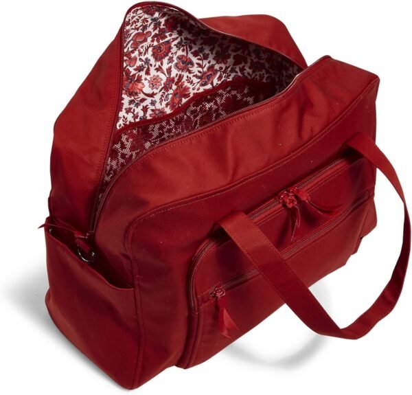 Vera Bradley Women's Cotton Weekender Travel Bag, Cardinal Red - Recycled Cotton, One Size - Image 3