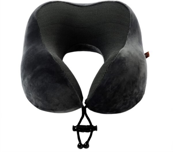 Memory Foam Travel Pillow, Neck Pillow with 360-Degree Head Support, Comfortable and Lightweight, Ideal for Sleeping on Airplane, Car, Train, Bus and Home Use, Comes with Storage Bag (Grey) - Image 2