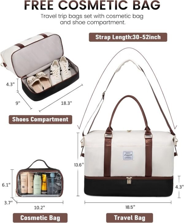 LOVEVOOK Travel Bag Weekender Bags for Women, Carry on Overnight Bag with Shoe Compartment,Duffle Bag with Laptop Pocket,Hospital Bag for Labor Delivery,Gym Tote Bag with Toiletry Bag - Image 2