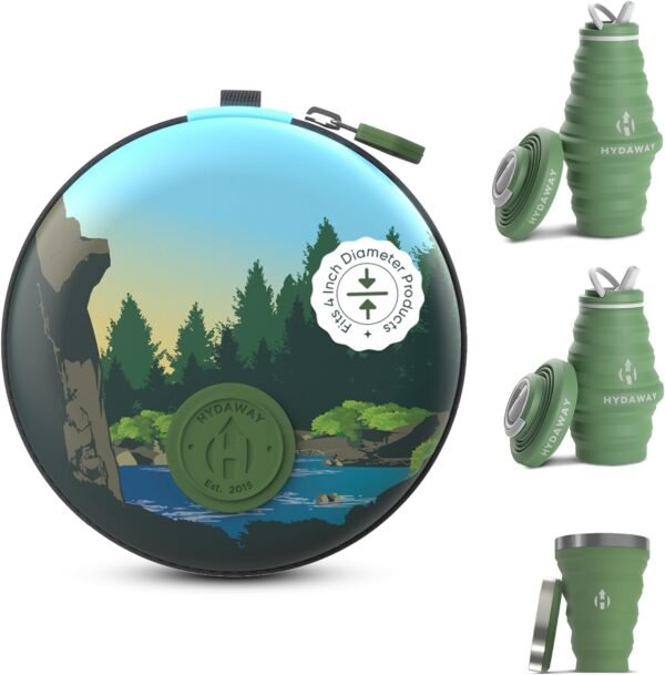 HYDAWAY Collapsible Water Bottle Travel Case - Store & Protect Bottles, Bowls & Folding Cups I Travel, Camping, Hiking & Festival Essentials, TSA Mini Accessory Bag for Air Travel with Carabiner Clip - Image 2