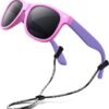 RIVBOS Kids Sunglasses Polarized UV Protection Flexible Rubber Glasses Shades with Strap for Boys Girls RBK004