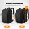 HOMIEE Carry On Luggage 22x14x9 Airline Approved 50L Travel Backpack, Extra Large Expandable Laptop Backpack, Black - Image 3