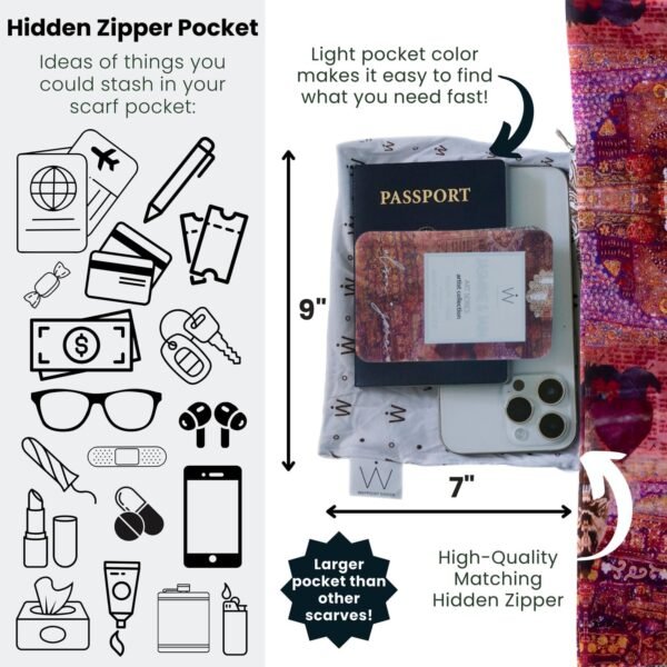 WAYPOINT GOODS Infinity Travel Scarf: Keep Essentials Safe | Anti-Theft Hidden Zipper Pocket | Perfect for Airplane - Image 4