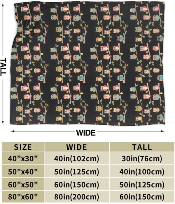 (Cute Brown Cartoon Owls) Print Fall Throw Blanket Personalized Soft Flannel Blanket for Bed Couch Sofa, Blanket for Lightweight Fuzzy Cozy Blankets for Travel Office Home 50"X40" - Image 4