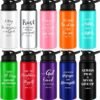 10 Pcs Christian Water Bottles Bulk Religious Aluminum Sports Water Bottles with Snap Lids Multicolor Outdoor Leakproof Reusable Water Bottles for Gym Travel Camping Gym Hiking Fishing