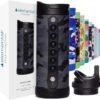 Elemental Iconic Kids Water Bottle with Straw Lid & Stress Relief Pop It Handle, Leak-Proof When Closed, Triple Insulated Kids Stainless Steel Water Bottle For Girls and Boys, 14oz - Black Camo