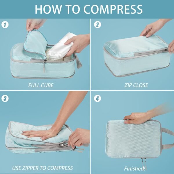 Compression Packing Cubes - Etercycle 5 Set Travel Organizer Bags for Luggage with Shoe Bag, Expandable and Premium Storage - Essential for Suitcases Travel - Image 5
