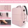 Taygeer Travel Backpack for Women, Carry On Backpack with USB Charging Port & Shoe Pouch, TSA 15.6inch Laptop Backpack Flight Approved, Nurse Bag Casual Daypack for Weekender Business Hiking, Pink - Image 7