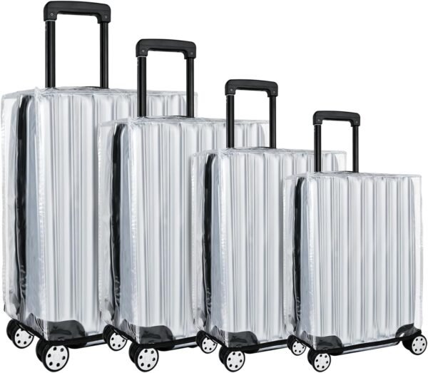 4 PCS Luggage Covers,20/22/24/28 In Clear PVC Suitcase Covers for Luggage,Waterproof Luggage Protector for Travel (Transparent Border, Regular Style)