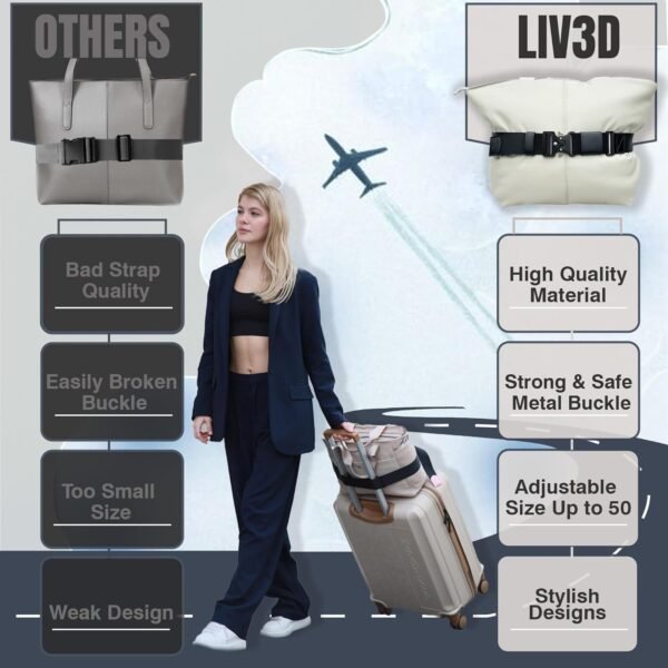 LIV3D Travel Belt for Luggage - Adjustable and Trendy - Luggage Strap for Bag Attachment Carrying Bag - Effortless Travel - Travel Smarter with Airport, Train Travel Accessories - Image 6