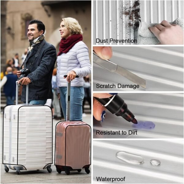 THMNIS Clear Luggage Cover Protector Fits 20/24/28/30Inch, Travel Suitcase Cover for Wheeled Suitcase（30 Inch） - Image 6