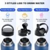 40 oz Insulated Water Bottle with Straw fit in Car Cup Holder(Cold 48 hrs, Hot 24 hrs) Drinking Bottle with Straw Lid, Spout Lid and Flex Cap Leakproof Travel Thermo Mug，Olive - Image 5