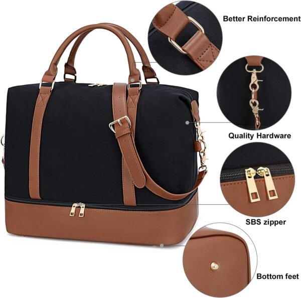 CAMTOP Women Travel Tote Overnight Weekender Carry On Bag With Luggage Sleeve and Shoes Compartmet - Image 5