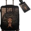 Travel Suitcase Protector African American Woman Elastic Protective Washable Luggage Cover With Concealed Zipper Suitable For 18-32 Inch (S (for 18--21 inch luggage))