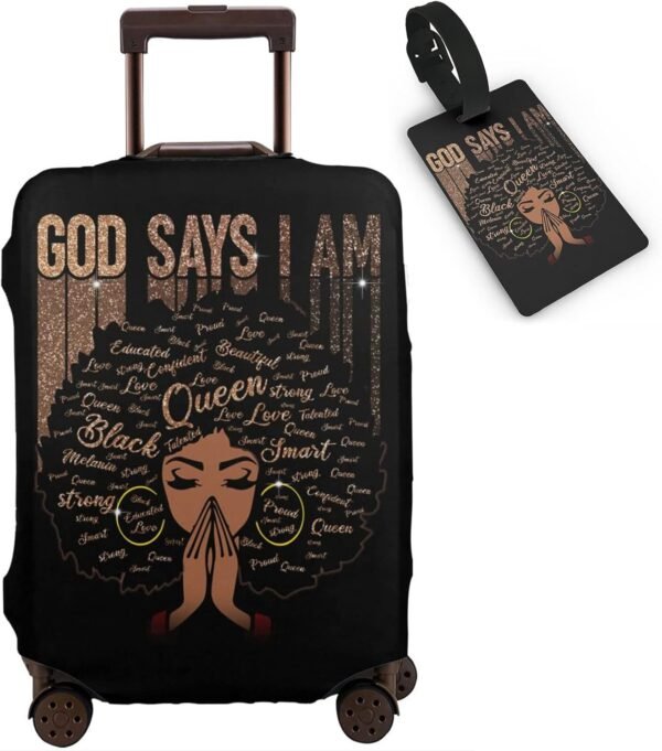 Travel Suitcase Protector African American Woman Elastic Protective Washable Luggage Cover With Concealed Zipper Suitable For 18-32 Inch (S (for 18--21 inch luggage))