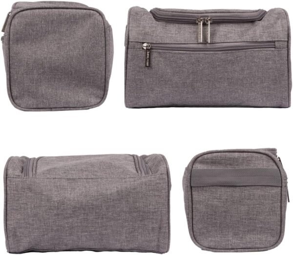 Hanging Travel Toiletry Bag Organizer & Medicine Bag - Bathroom Hygiene Dopp Kit with Hook for Traveling Accessories Toiletries Bathroom Shaving & Makeup for Men and Woman - Gray - Image 5