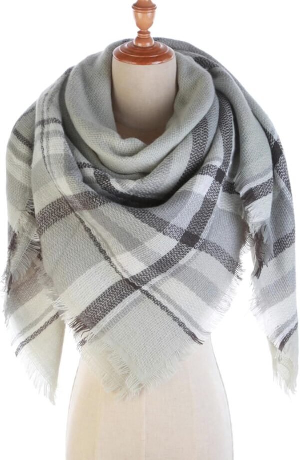 Women's Plaid Scarf Blanket Wrap Oversized Chunky Scarves Tartan Shawls - Image 5