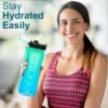 24 OZ Motivational Kids Water Bottle With Time Marker,Straw Lid,Leak Proof, Tritan BPA Free Sports Water Bottle Green-Blue(1 Lid) - Image 8