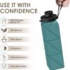 INNERNEED Collapsible Water Bottle, Reuseable BPA Free Silicone Foldable Water Bottles for Travel Gym Camping Hiking, 20.6 fl.oz, Portable, Food-Grade, Leak Proof (1 Pack, Dark Green) - Image 7