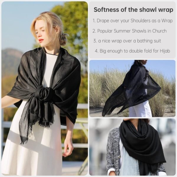 Harewom Lightweight Linen Feeling Shawl Wraps for Women Dressy Travel Gauze Summer Scarfs for Evening Dresses - Image 5
