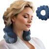 Total Pillow Donut Pillow for Airplane & Travel, Sleeping Neck Pillow, Microbead Comfortable Pillow for Neck, Head, Back, Lumbar & Pelvic Support, Twists to Many Positions - Blue