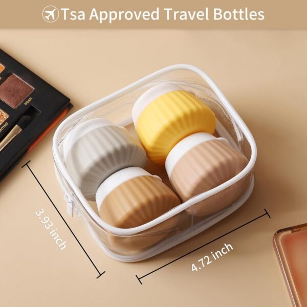 Travel Containers for Toiletries,TSA Approved Silicone Cream Jars, Travel Essentials Accessories with Clear Bag and Labels, Leak Proof Travel Size Jars for Liquid Cosmetic Face Body Hand Cream - Image 3
