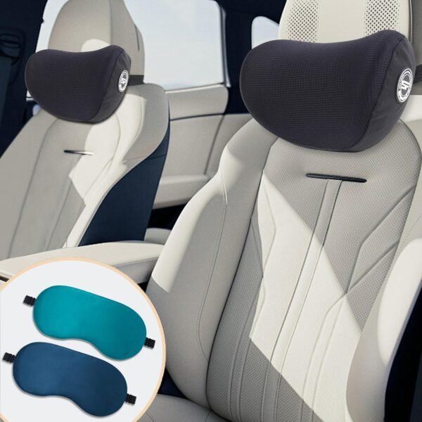 SPRFUFLY 2 Pack Car Headrest Pillow, Extra Soft Car Pillow, 100% Memory Foam Car Neck Pillow for Driving - Universal Fit Travel Car Rest Pillow for Pain Relief While Driving(Comes with 2 Eye Masks) - Image 9