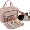 BAGSMART Toiletry Bag Hanging Travel Makeup Organizer with TSA Approved Transparent Cosmetic Bag Makeup Bag for Full Sized Toiletries, Medium-Pink - Image 2