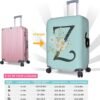 Travel Luggage Cover Spandex Blue Suitcase Protector Bag,Black Letter Z Boho Floral Flowers Leaves Anti-Scratch Washable Baggage Covers For Wheeled Suitcase Kid Adult,M (For 22-24 Inch Luggage) - Image 6