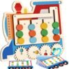 Color Matching Puzzle Toys, Travel Game for Kids Age 3 4 5 6 7 Years Old, Road Trip Essentials for Toddler, Airplane/ Car/ Camping Activity, Boys Girls Montessori Brain Teasers Game for Birthday Gifts