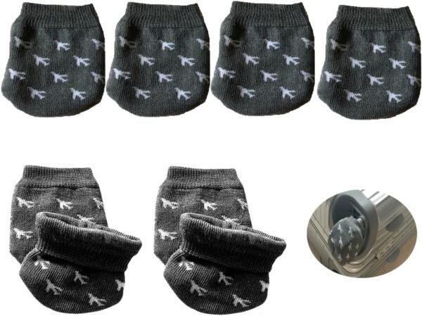 8 Pack Luggage Wheel Cover Socks Full Wrap Fabric Protector Universal Sleeve Case for Suitcase Prevents Floor Bed Dirt When Storing Travel Spinner Carry-on Bag