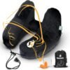 Inflatable Neck Pillow - Adjustable and Compact Travel Pillow, Ultimate Comfort for Long Flights, Airplane Pillow with Detachable Hood - Your Essential Travel Companion