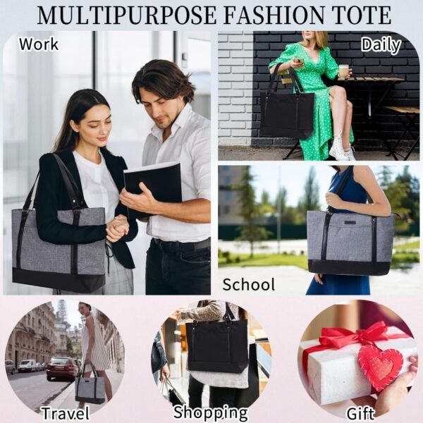 Laptop Tote Bag for Women, 15.6 Inch Computer Shoulder Bag Teacher Work Bag Travel Purse with Small Pouch VONXURY - Image 7