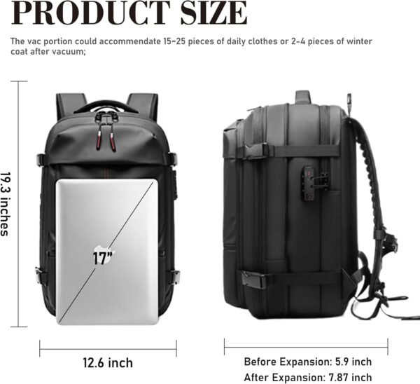 Airback Backpack, Expandable Travel Vacpack Backpack Vacuum Compression, Carry on Backpack - Image 7