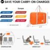 WANDF For Spirit Airlines Personal Item Bag 18x14x8 Travel Duffel Bag Underseat Foldable Carry-on Luggage for Women - Image 2