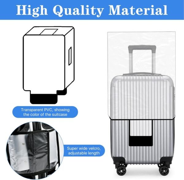 4 PCS Luggage Covers,20/22/24/28 In Clear PVC Suitcase Covers for Luggage,Waterproof Luggage Protector for Travel (Transparent Border, Regular Style) - Image 3